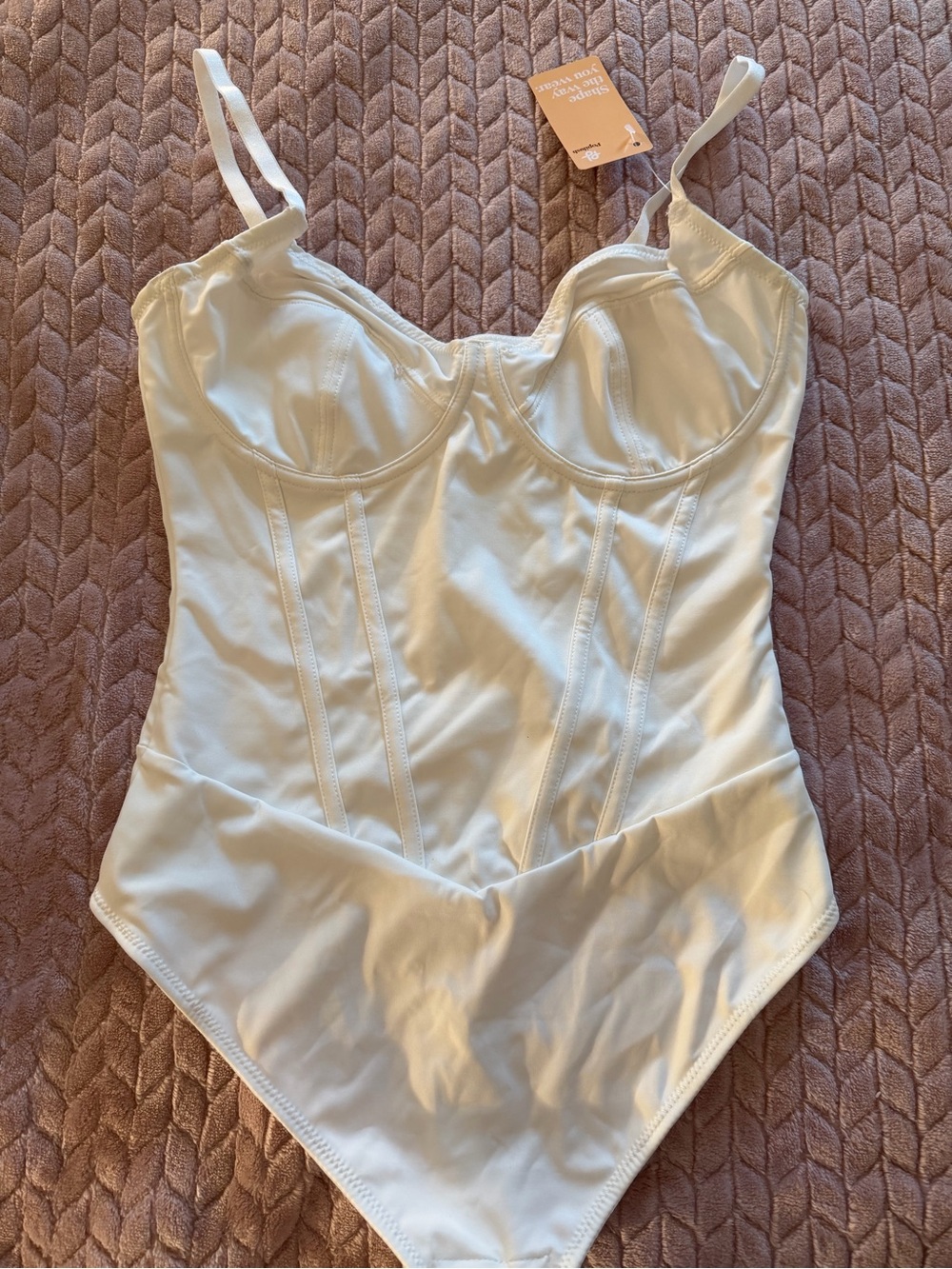 Seamless Cream Shapewear Bodysuit with Underwire Support